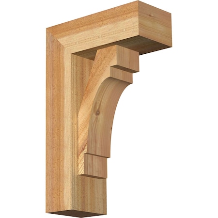 Ekena Millwork Merced Block Rough Sawn Bracket w/ Offset Brace, Western Red Cedar, 6"W x 14"D x 22"H BKT0604X14X22MRC05RWR